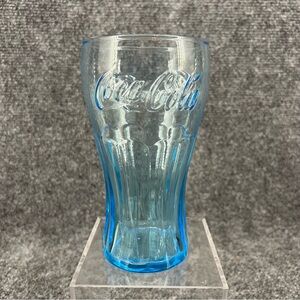 Vintage Coca Cola Glass Classic Logo Light Blue Embossed Collectible 6” 16oz
